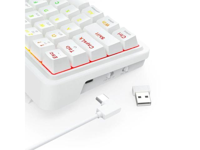 Tastatura Bluetooth si cu fir gaming mecanica Redragon Draconic V2 Pro alba iluminare RGB