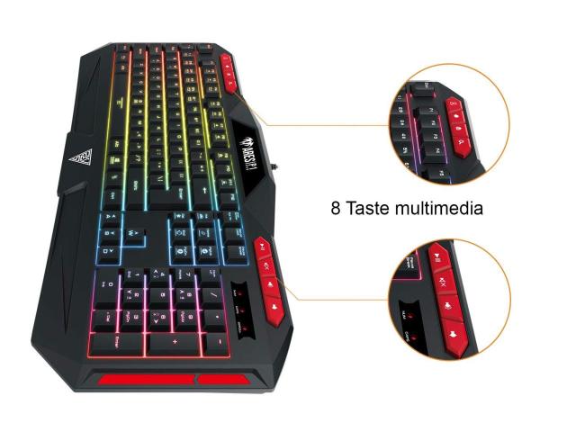 Tastatura Gamdias Ares P1 RGB LED, USB, Black