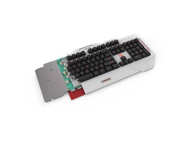 Tastatura Asus Cerberus Arctic, Red/Blue LED, USB, White