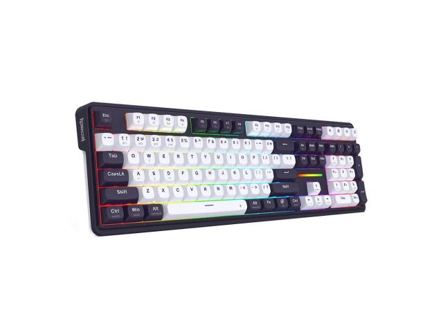 Tastatura gaming mecanica Bluetooth cu si fara fir Redragon Antonium Pro 108 neagra cu alb iluminare RGB