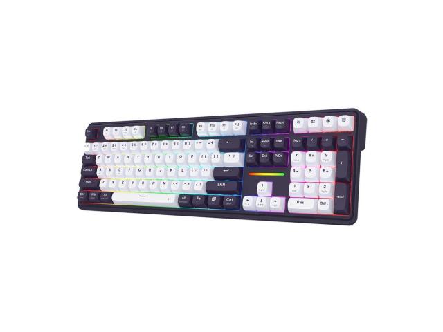 Tastatura gaming mecanica Bluetooth cu si fara fir Redragon Antonium Pro 108 neagra cu alb iluminare RGB