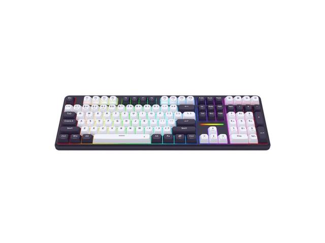 Tastatura gaming mecanica Bluetooth cu si fara fir Redragon Antonium Pro 108 neagra cu alb iluminare RGB