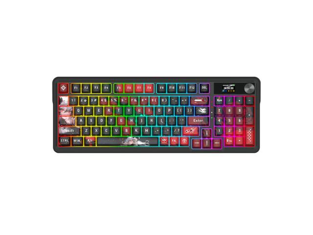 Tastatura gaming mecanica Bluetooth cu si fara fir Redragon Artemis Pro Anime AK neagra cu rosu iluminare RGB