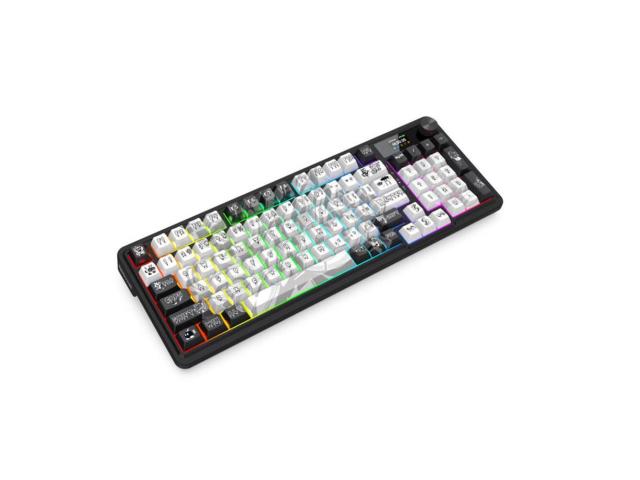 Tastatura gaming mecanica Bluetooth cu si fara fir Redragon Artemis Pro Anime neagra cu alb iluminare RGB