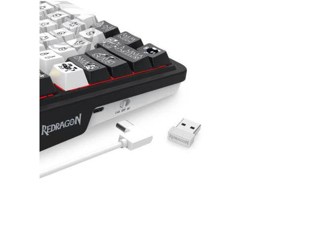 Tastatura gaming mecanica Bluetooth cu si fara fir Redragon Artemis Pro Anime neagra cu alb iluminare RGB