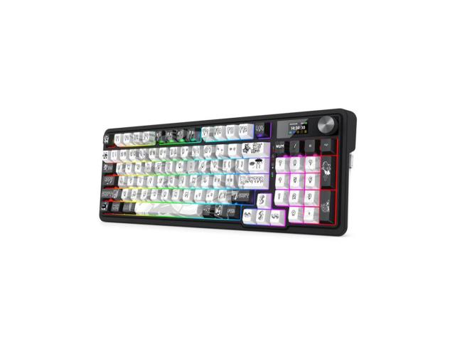 Tastatura gaming mecanica Bluetooth cu si fara fir Redragon Artemis Pro Anime neagra cu alb iluminare RGB