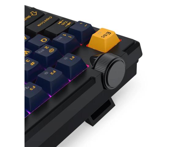 Tastatura gaming mecanica Bluetooth cu si fara fir Redragon Cyclone Pro neagra cu galben iluminare RGB