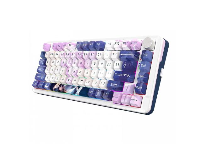 Tastatura gaming mecanica Bluetooth cu si fara fir Redragon Cyrus Pro Anime alba iluminare RGB