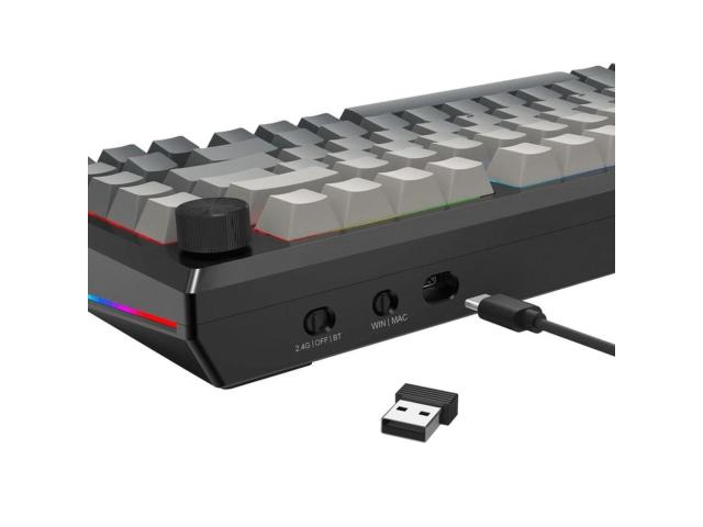 Tastatura gaming mecanica Bluetooth cu si fara fir Redragon Penumbra Pro neagra iluminare RGB
