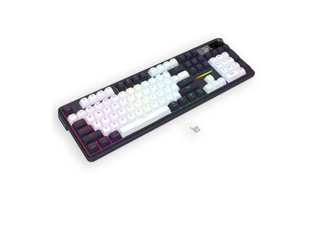 Tastatura gaming mecanica Bluetooth cu si fara fir Redragon Terraflare Pro, Neagra cu alb si iluminata RGB, K762WB-RGB-PRO