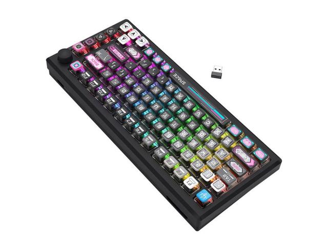 Tastatura gaming mecanica Bluetooth cu si fara fir Redragon Uranus Pro 82 neagra iluminare RGB