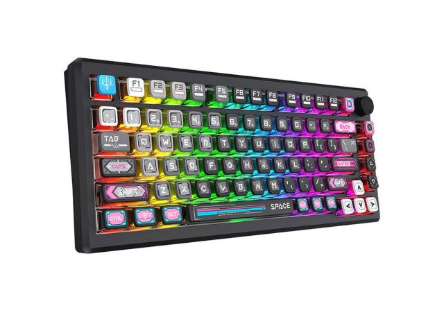 Tastatura gaming mecanica Bluetooth cu si fara fir Redragon Uranus Pro 82 neagra iluminare RGB