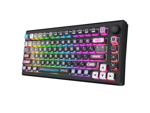 Tastatura gaming mecanica Bluetooth cu si fara fir Redragon Uranus Pro 82 neagra iluminare RGB
