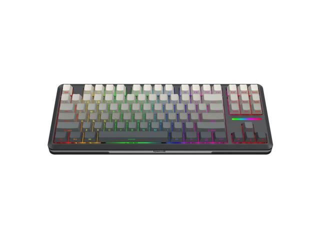 Tastatura gaming mecanica Bluetooth cu si fara fir Redragon Wildslash Pro neagra cu gri degrade iluminare RGB