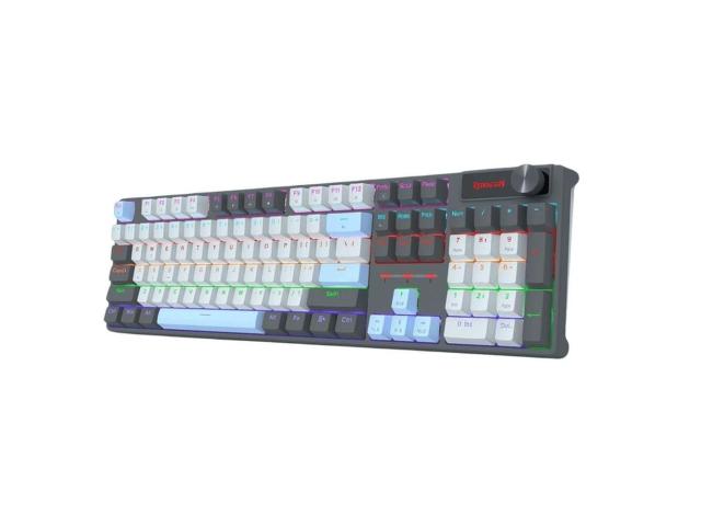 Tastatura gaming mecanica Redragon Caesura neagra cu bleumarin iluminare Rainbow switch-uri rosii,