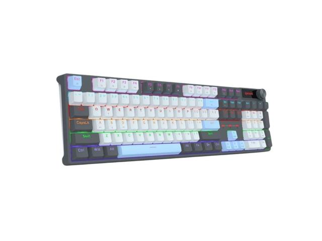 Tastatura gaming mecanica Redragon Caesura neagra cu bleumarin iluminare Rainbow switch-uri rosii,