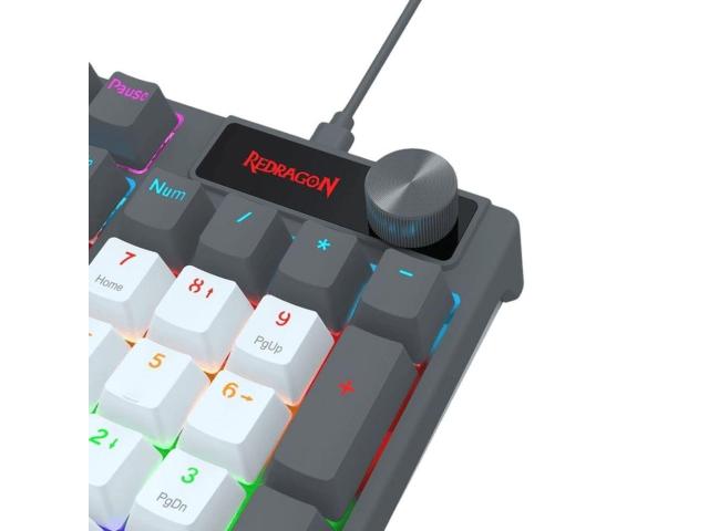 Tastatura gaming mecanica Redragon Caesura neagra cu bleumarin iluminare Rainbow switch-uri rosii,