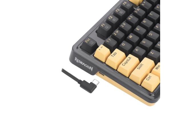 Tastatura Redragon Elf PBT, RGB LED, USB-C, Black-Golden