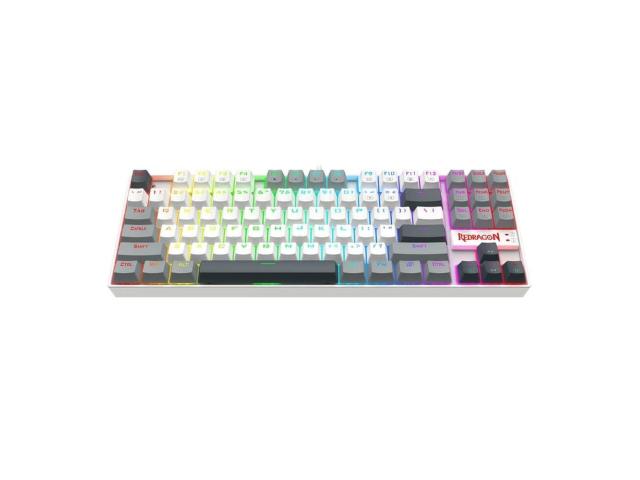 Tastatura gaming mecanica Redragon Kumara alba cu gri iluminare RGB switch-uri rosii