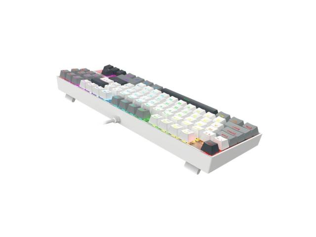Tastatura gaming mecanica Redragon Kumara alba cu gri iluminare RGB switch-uri rosii