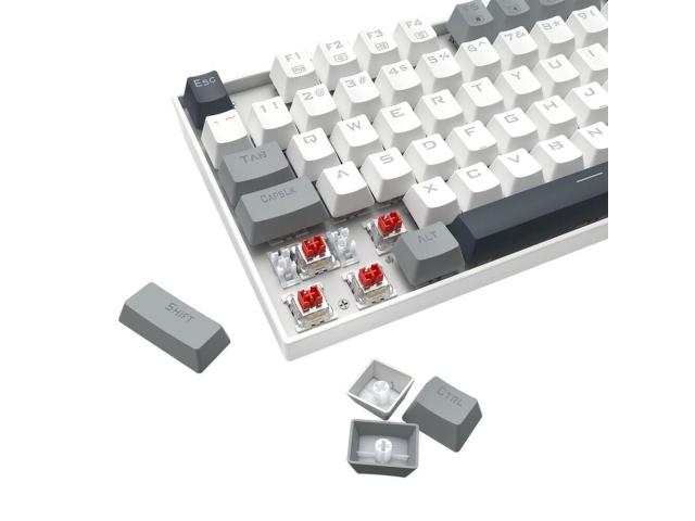 Tastatura gaming mecanica Redragon Kumara alba cu gri iluminare RGB switch-uri rosii