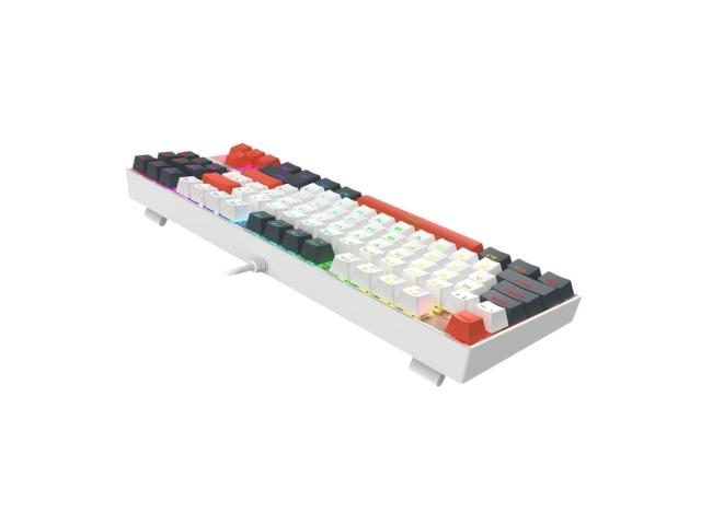 Tastatura gaming mecanica Redragon Kumara alba cu gri si portocaliu iluminare RGB switch-uri rosii