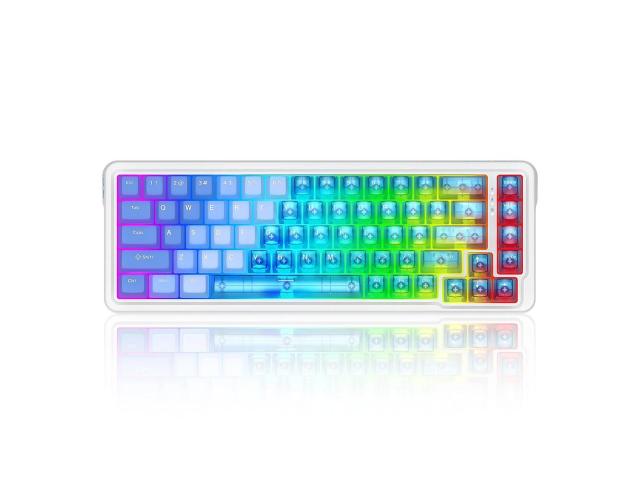 Tastatura gaming mecanica Redragon Nova Magnetic alba cu albastru si taste transparente iluminare RGB