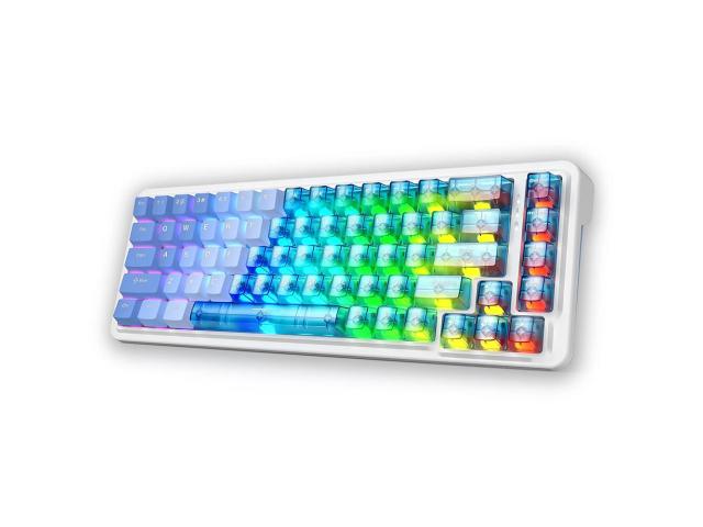 Tastatura gaming mecanica Redragon Nova Magnetic alba cu albastru si taste transparente iluminare RGB