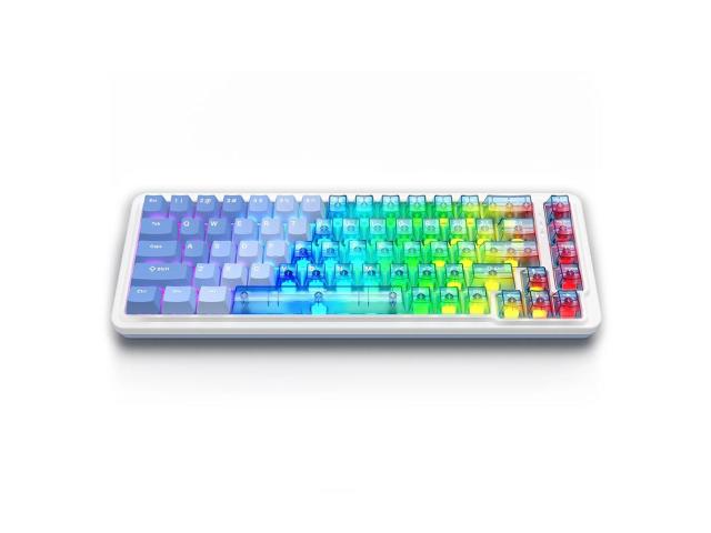 Tastatura gaming mecanica Redragon Nova Magnetic alba cu albastru si taste transparente iluminare RGB