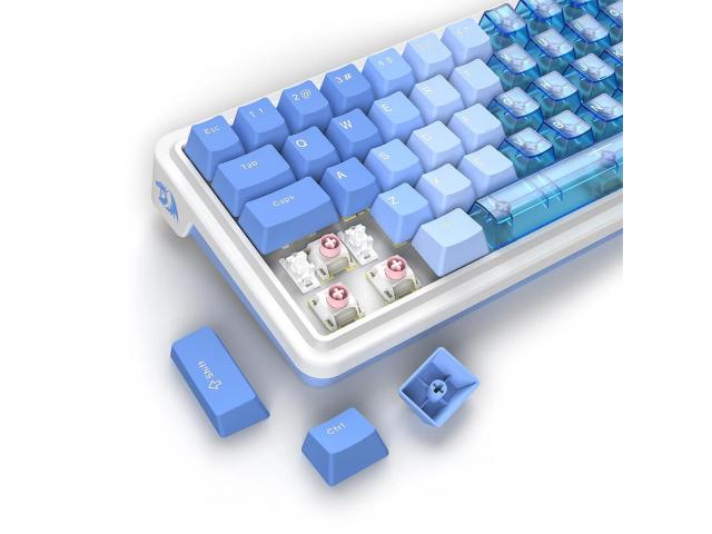 Tastatura gaming mecanica Redragon Nova Magnetic alba cu albastru si taste transparente iluminare RGB
