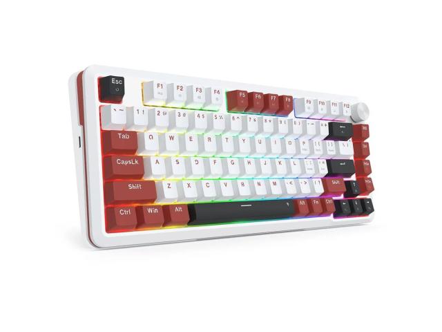 Tastatura gaming mecanica Redragon Stormhunter Magnetic alba cu rosu iluminare RGB