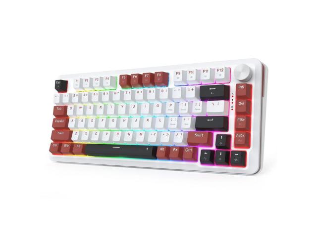 Tastatura gaming mecanica Redragon Stormhunter Magnetic alba cu rosu iluminare RGB
