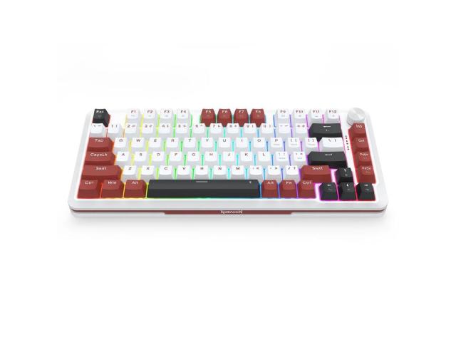 Tastatura gaming mecanica Redragon Stormhunter Magnetic alba cu rosu iluminare RGB