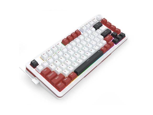 Tastatura gaming mecanica Redragon Stormhunter Magnetic alba cu rosu iluminare RGB