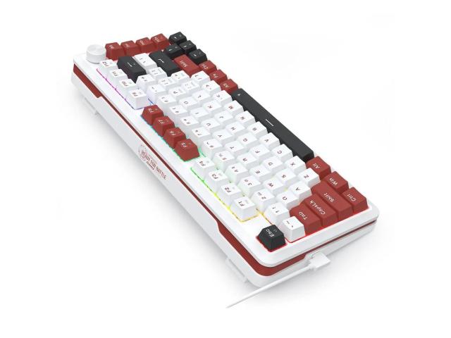 Tastatura gaming mecanica Redragon Stormhunter Magnetic alba cu rosu iluminare RGB