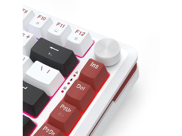 Tastatura gaming mecanica Redragon Stormhunter Magnetic alba cu rosu iluminare RGB