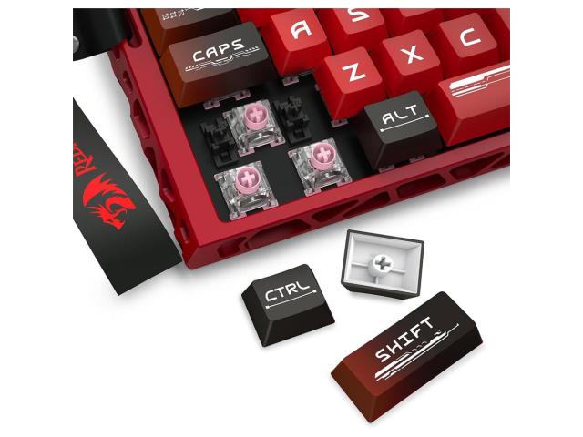 Tastatura gaming mecanica Redragon Venom rosie cu negru iluminare RGB