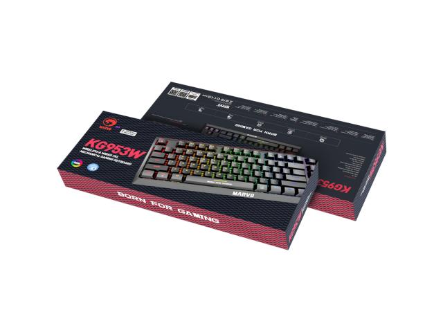 Tastatura Wireless Marvo KG953W, Rainbow LED, Bluetooth/USB, Black