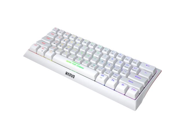 Tastatura Marvo KG962WH, Rainbow LED, USB, White