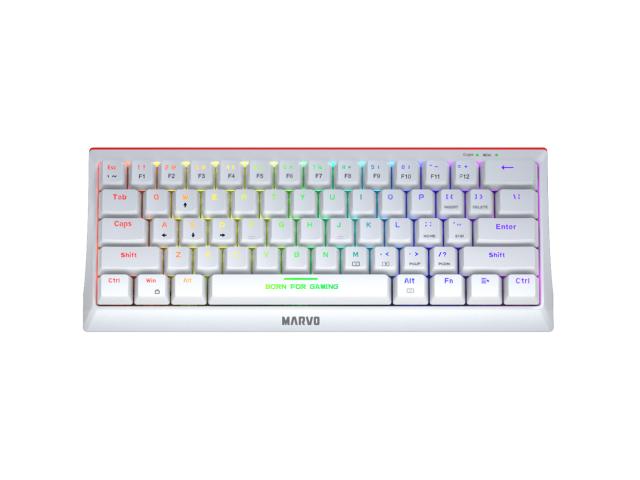 Tastatura Marvo KG962WH, Rainbow LED, USB, White