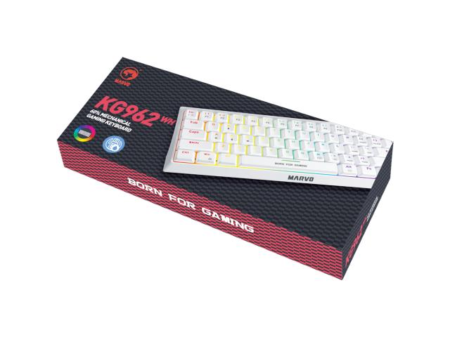 Tastatura Marvo KG962WH, Rainbow LED, USB, White