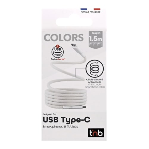 Cablu de date Tnb TCPDMAGWH, USB-C male - USB-C male, 1.5m, White