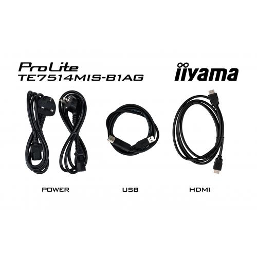 Display Interactiv Iiyama Seria ProLite TE7514MIS-B1AG, 75inch, 3840x2160pixeli, Black