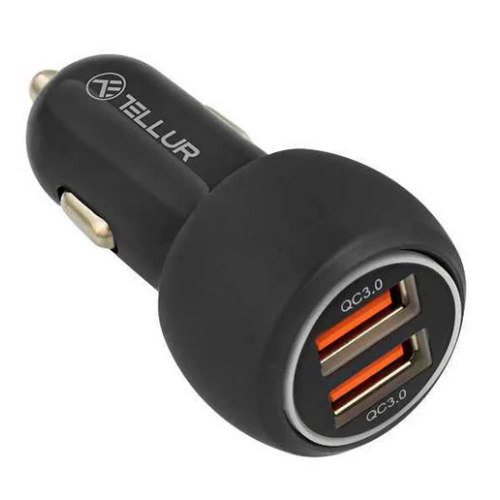 Incarcator auto Tellur FCC8, 2 x USB-A, 36 W, Black
