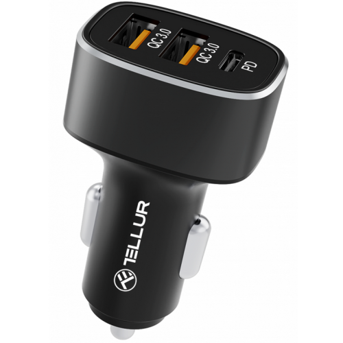 Incarcator auto Tellur TLL151281, 2 x USB-A, 1 x USB-C, 56 W, Black