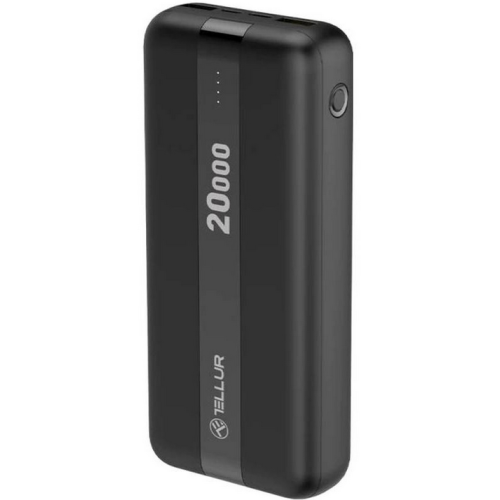 Baterie portabila Tellur TLL158311, 2 x USB, 1 x USB-C, 20000 mAh, Black