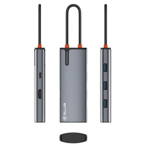 Hub USBC 3.0 Tellur Basic, 4 port, gri
