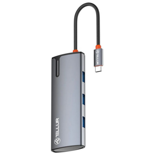 Hub USBC 3.0 Tellur Basic, 4 port, gri