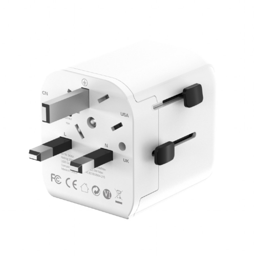 ALIMENTATOR retea 220V GEMBIRD, universal, conectori: US/UK/EU/AU, 1x USB Type-C 15W, 2x USB-A 12W, siguranta 10A, max. 2300W, alb, 