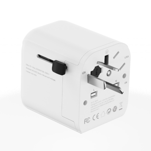 ALIMENTATOR retea 220V GEMBIRD, universal, conectori: US/UK/EU/AU, 1x USB Type-C 15W, 2x USB-A 12W, siguranta 10A, max. 2300W, alb, 